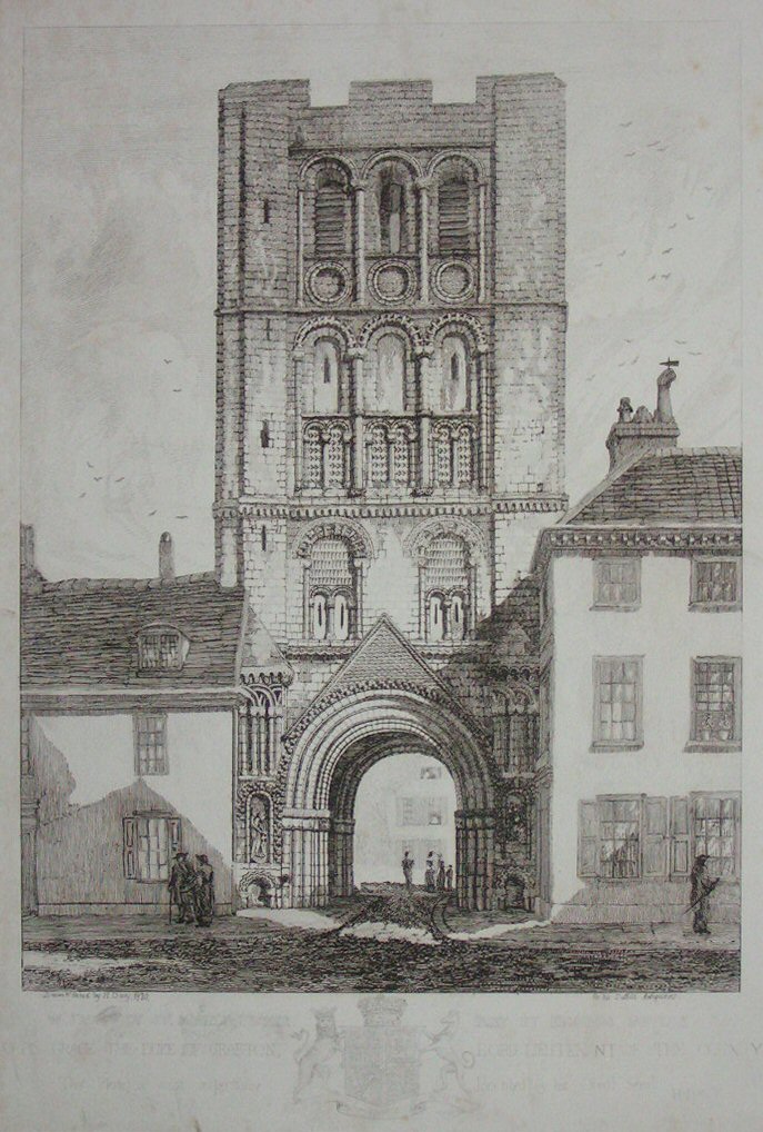 Etching - West Front of St James's Tower Bury St Edmunds, Suffolk. - Davy